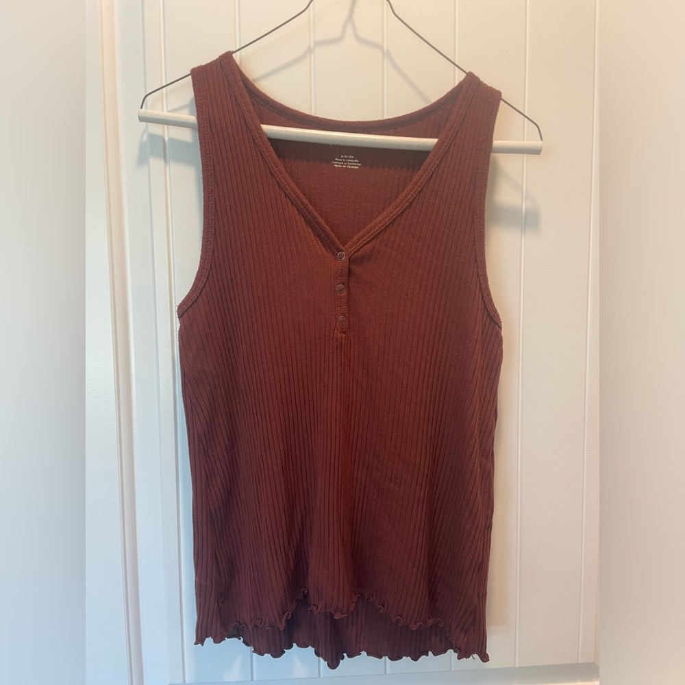 American Eagle, v neck, button, tank top